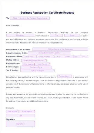 Business Registration Certificate - Sign Templates