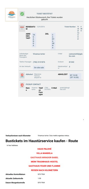 Busreise Ticketvorlage - PDF Templates