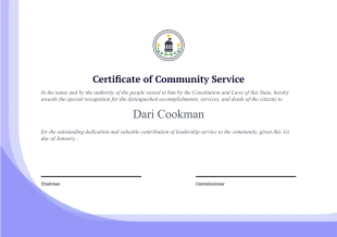 Community Service Certificate Template - PDF Templates
