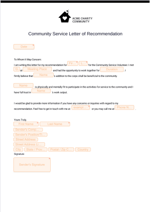 Community Service Letter of Recommendation - PDF Templates
