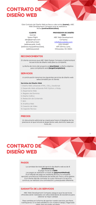 Contrato de Diseño Web Plantilla - PDF Templates