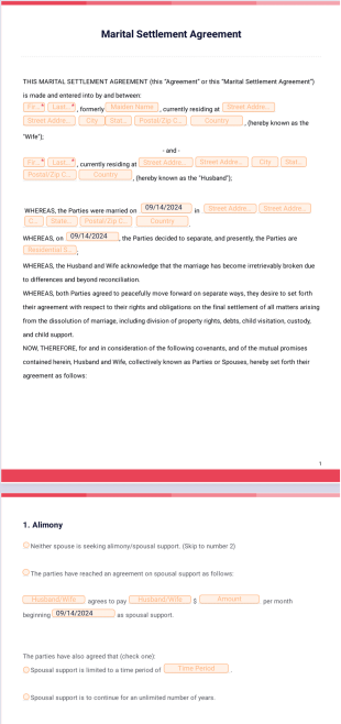 Divorce Settlement Agreement Template - PDF Templates