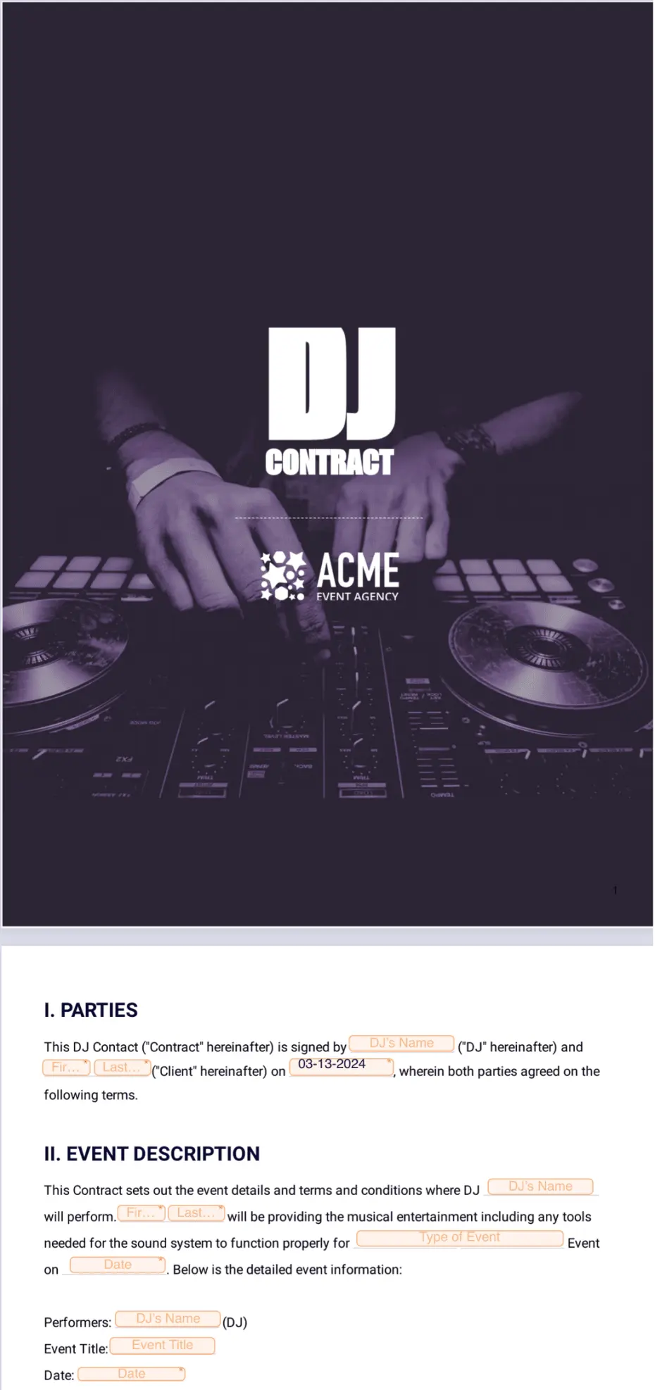 DJ Contract Template