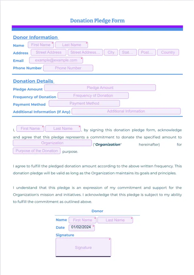 Donation Pledge Form