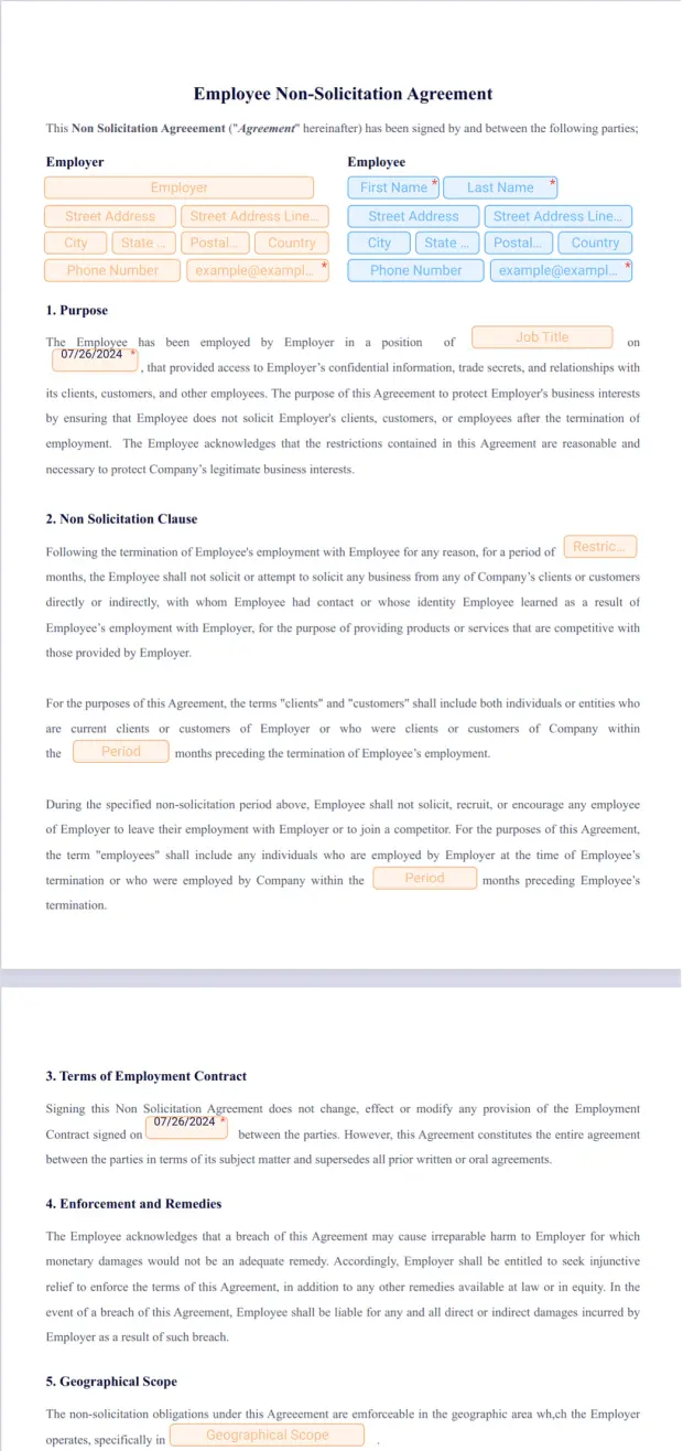 Employee Non Solicitation Agreement