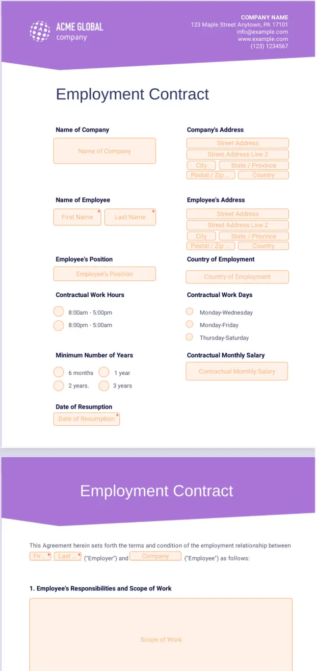 Employment Contract Template