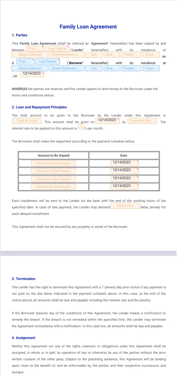 Family Loan Agreement