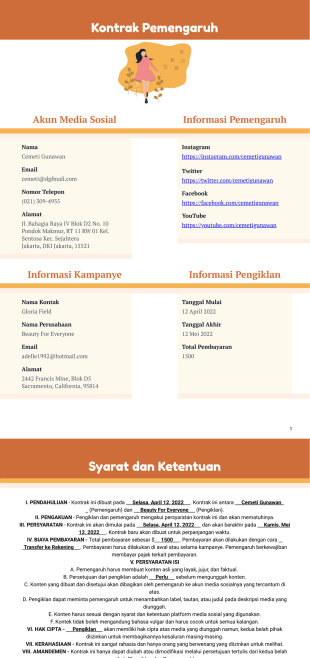 Kontrak Pemengaruh - PDF Templates