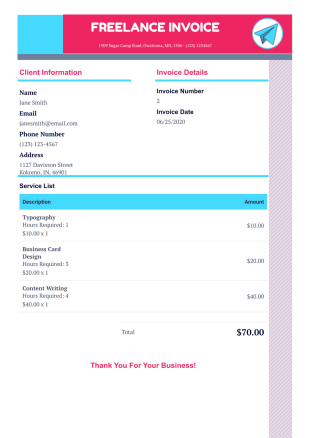 Freelance Invoice Template - PDF Templates