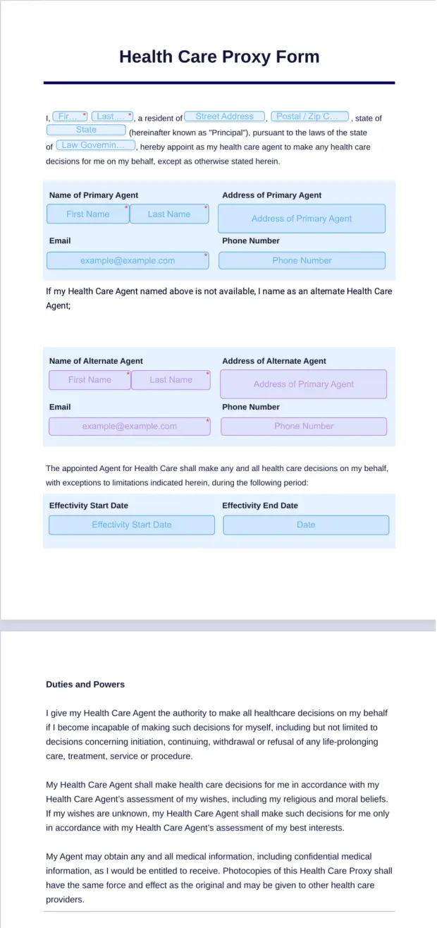 Health Care Proxy Form