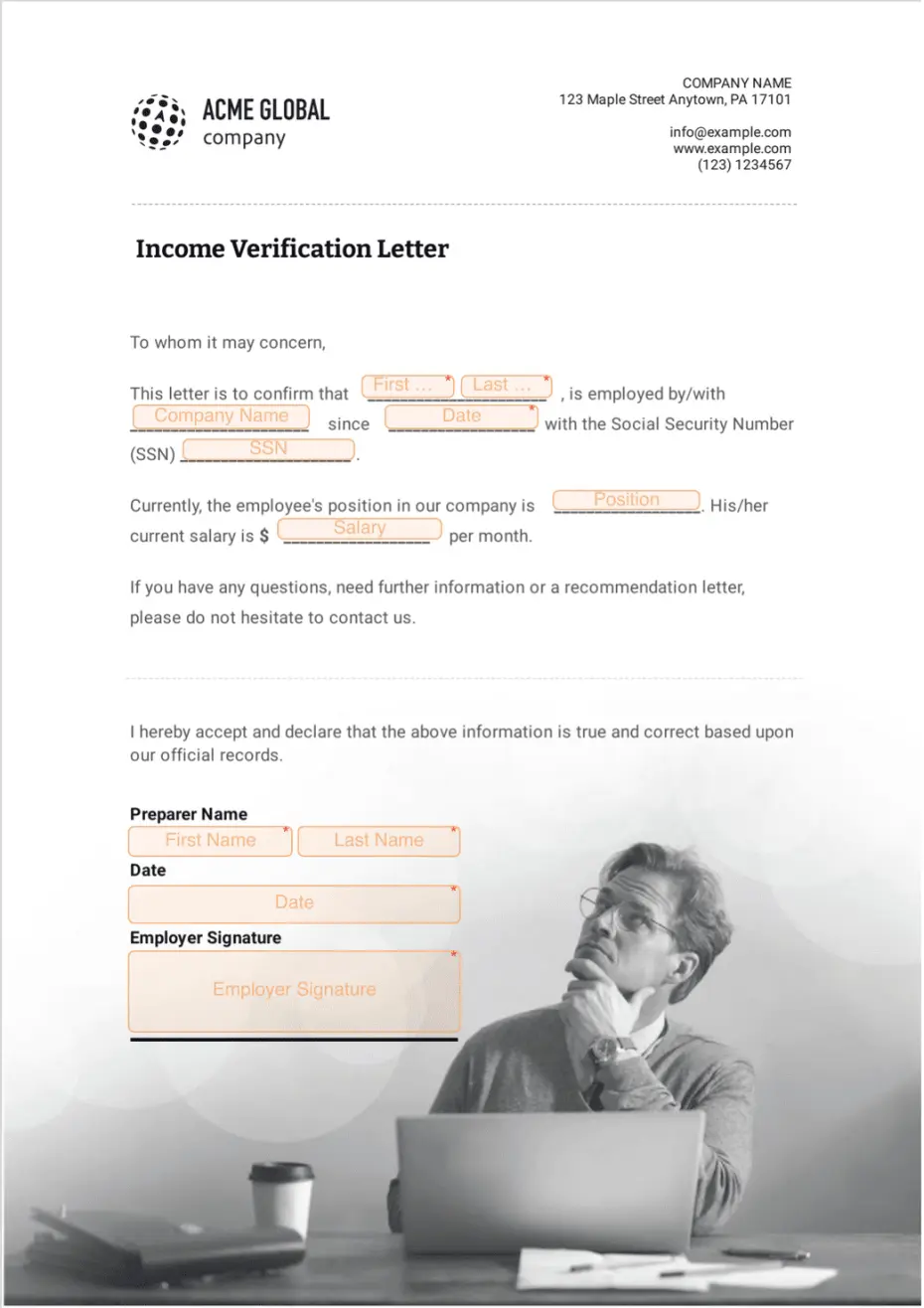 Income Verification Letter Template