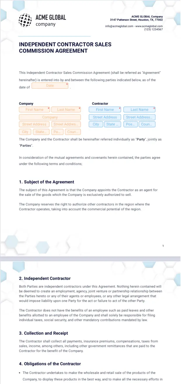 Independent Contractor Sales Commission Agreement