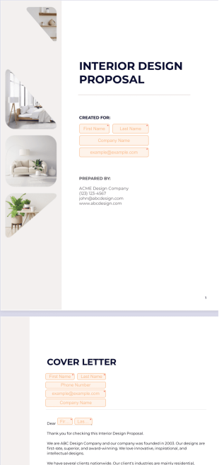 Interior Design Proposal Template - PDF Templates