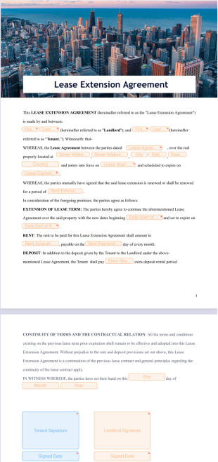 Lease Extension Agreement - PDF Templates