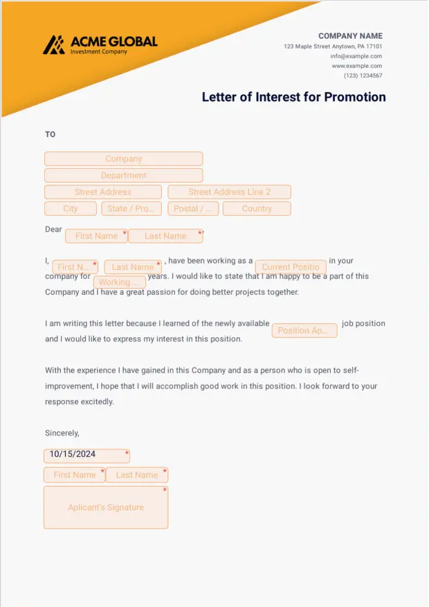 Letter of Interest for Promotion