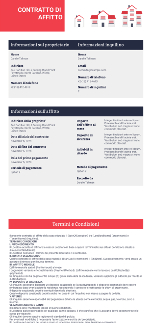 Modello di contratto di affitto - PDF Templates