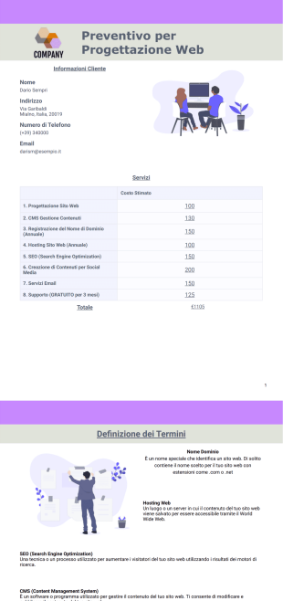 Modello di Preventivo per Progettazione Web - PDF Templates