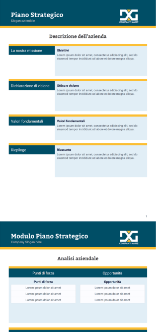 Modello di Piano Strategico Aziendale - PDF Templates