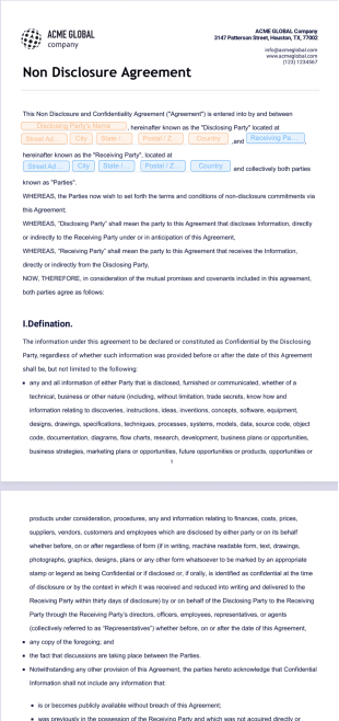 Non Disclosure Agreement Template - Sign Templates