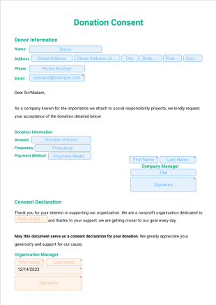 NonProfit Donation Consent Template - PDF Templates