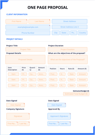 One Page Proposal Template - PDF Templates