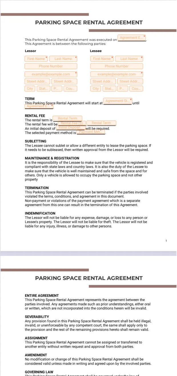 Parking Space Rental Agreement