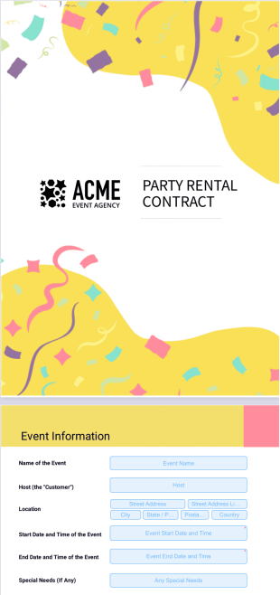 Party Rental Contract Template - PDF Templates
