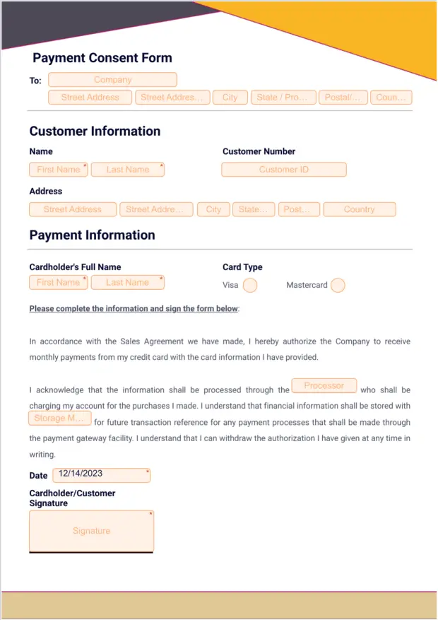 Payment Consent Form - PDF Templates | Jotform