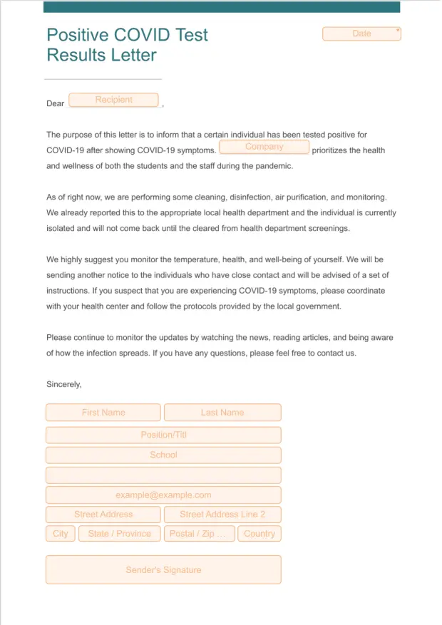 Positive COVID Test Results Letter