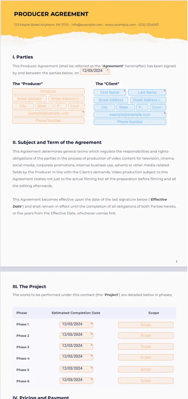 Producer Agreement Form