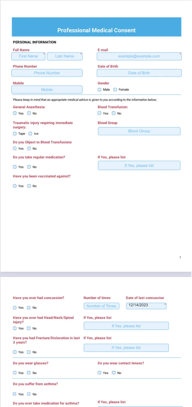 Professional Medical Consent Template