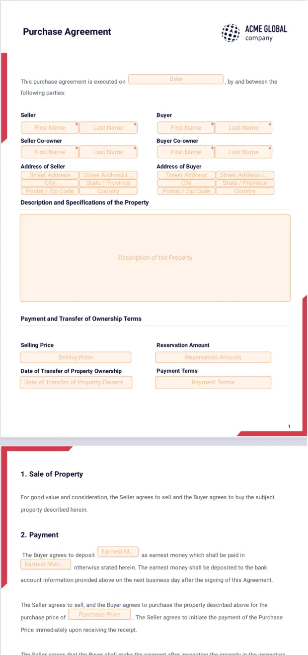 Purchase Agreement Template