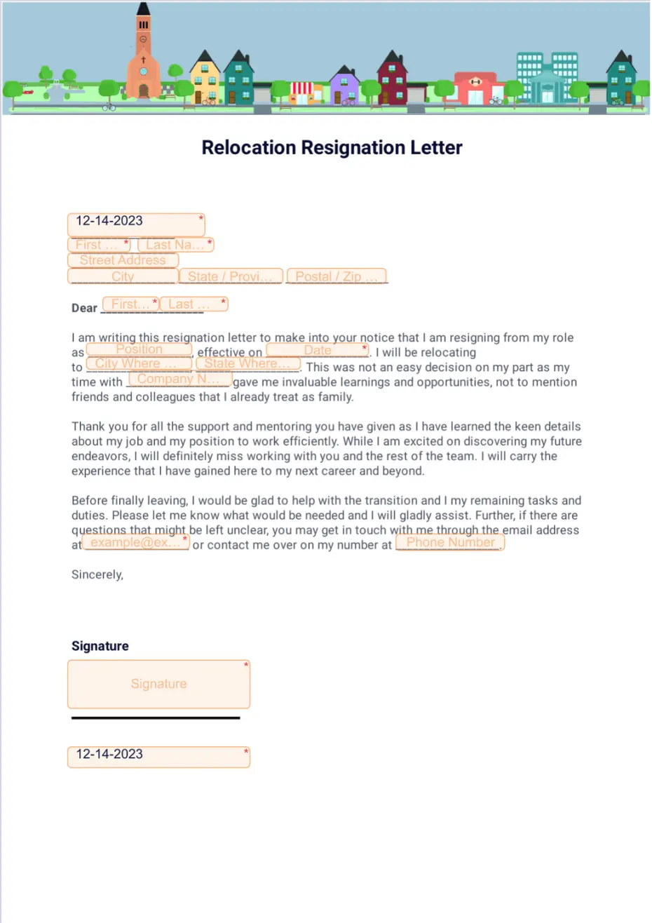 Relocation Resignation Letter