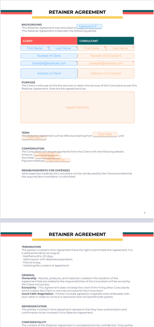 Retainer Agreement - PDF Templates