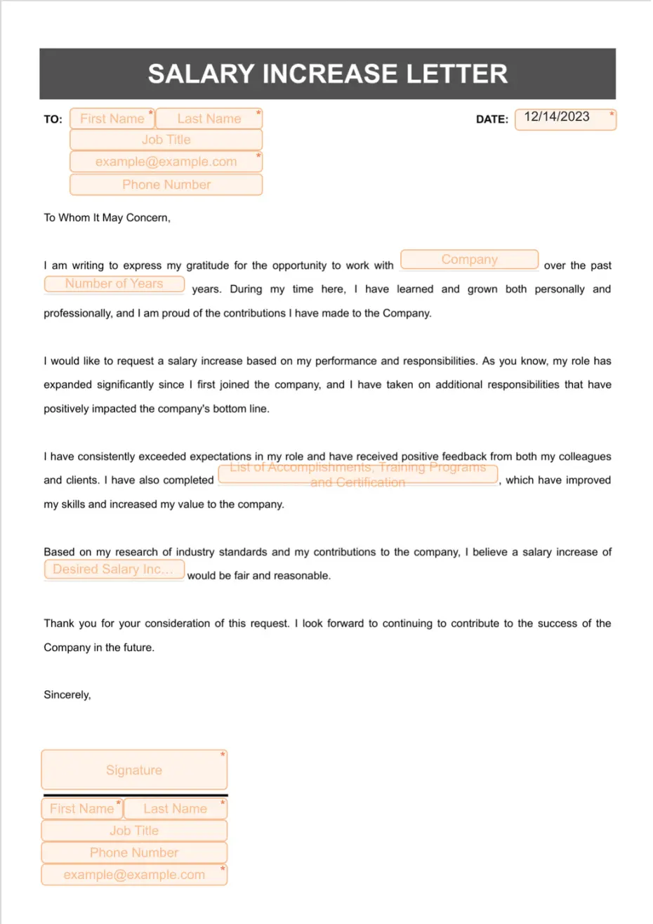 Salary Increase Letter - Sign Templates | Jotform