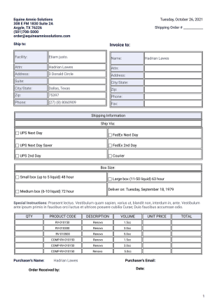 Shipping Order Form - PDF Templates