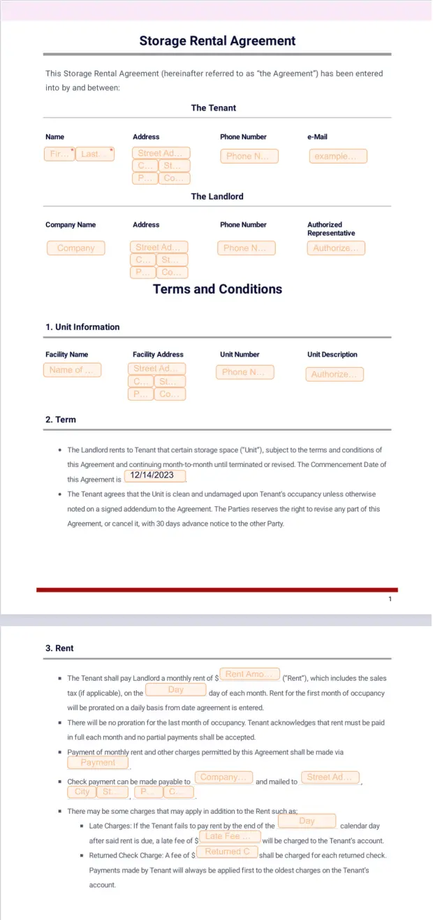 Storage Rental Agreement