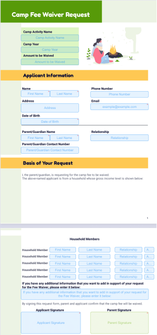Summer Camp Fee Waiver Template - PDF Templates