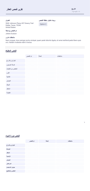 تقرير فحص العقار - PDF Templates