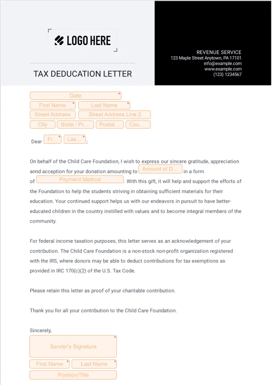 Tax Deduction Letter