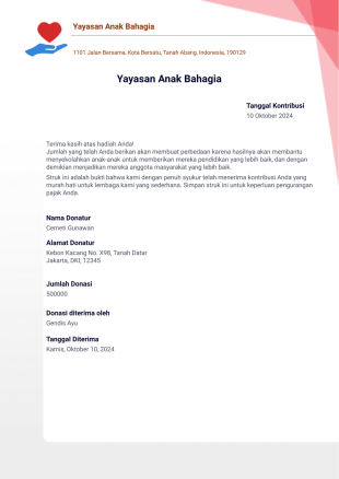 Templat Kwitansi Donasi - PDF Templates