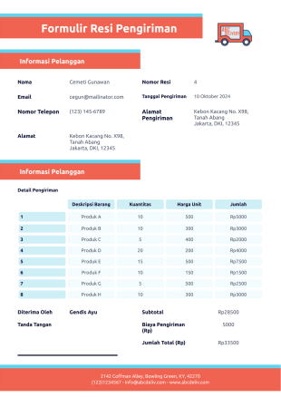 Templat Resi Pengiriman - PDF Templates