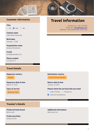 Travel Information Template - PDF Templates