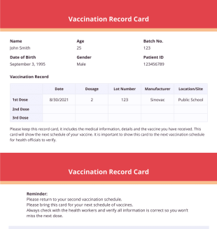 Vaccination Record Card - PDF Templates