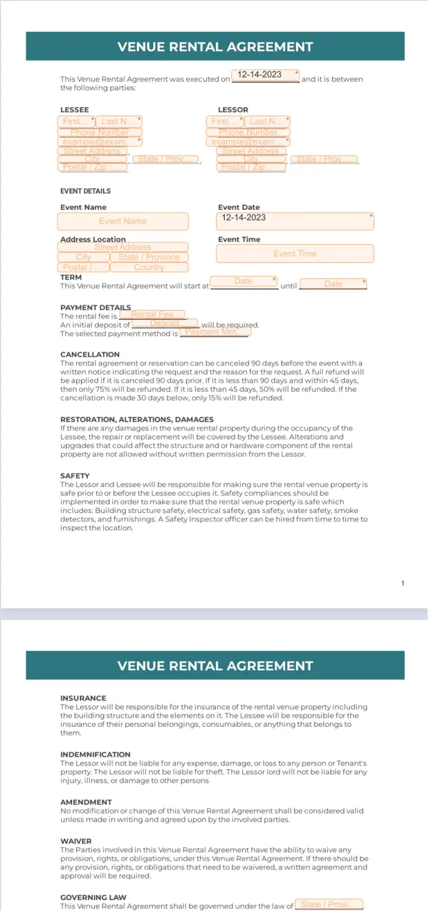 Venue Rental Agreement