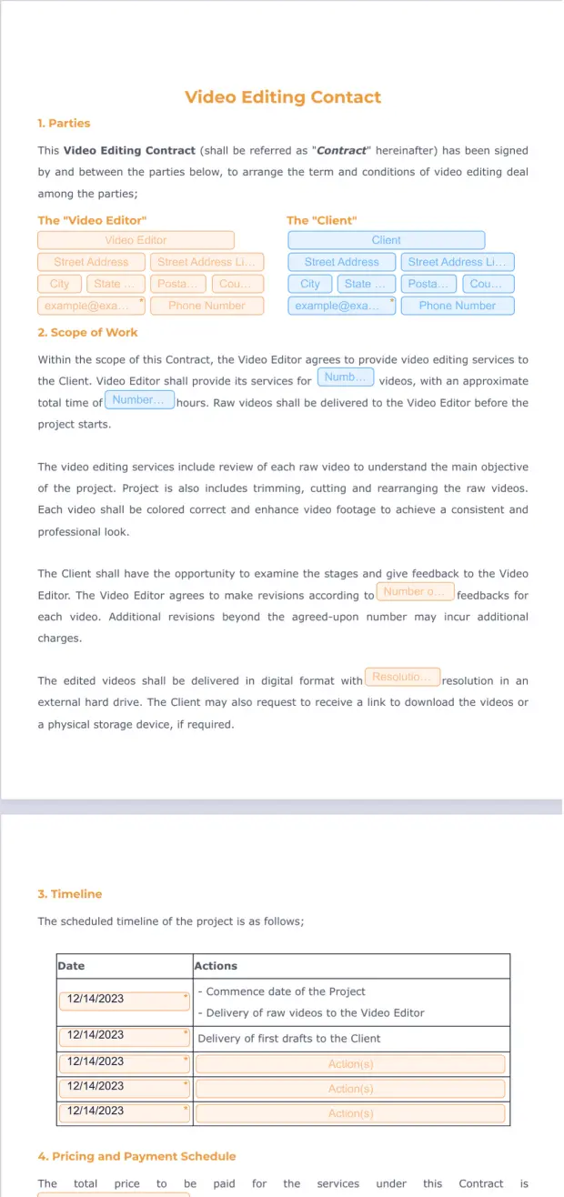 Video Editing Contract