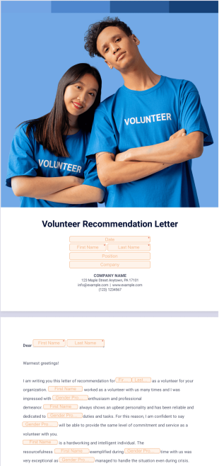 Volunteer Recommendation Letter - Sign Templates