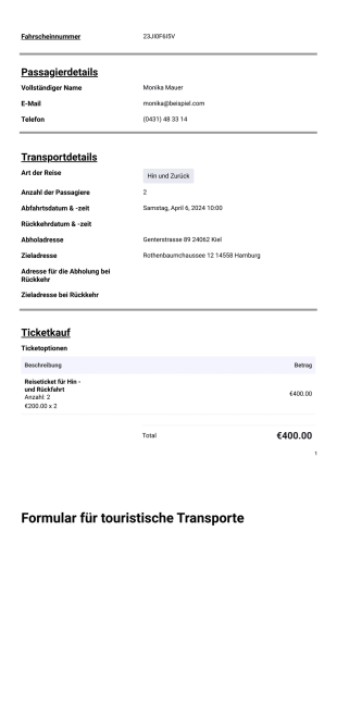 Vorlage für ein touristisches Transportticket - PDF Templates