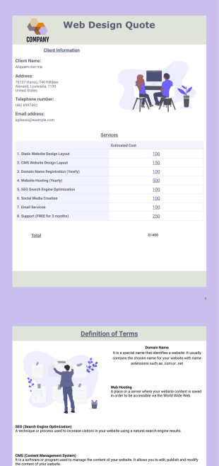 Web Design Quote Template - PDF Templates